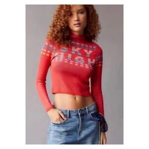 NEW Urban Outfitters BDG Sky High Mockneck Sweater XS Red